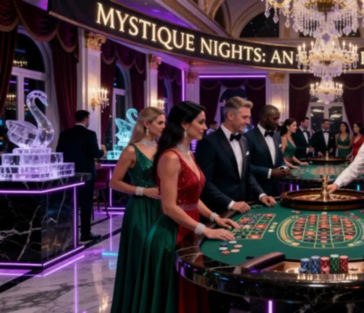 Cinematiczna scena kasyna podczas eleganckiego wieczoru